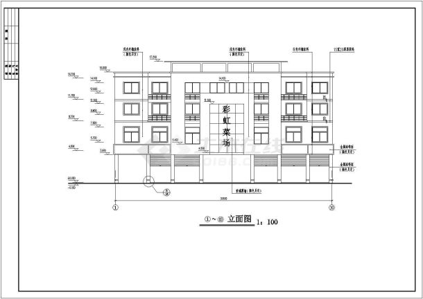 某地4层框架结构菜市场建筑设计施工图-图二