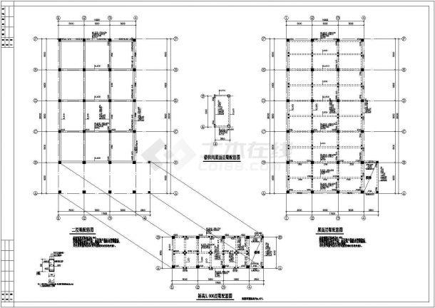 某地框架结构二层厂房结构施工图纸-图一