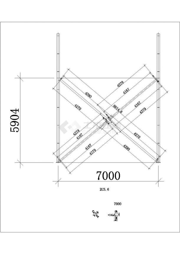 某公司钢钢柱和钢梁结构平面CAD图-图一