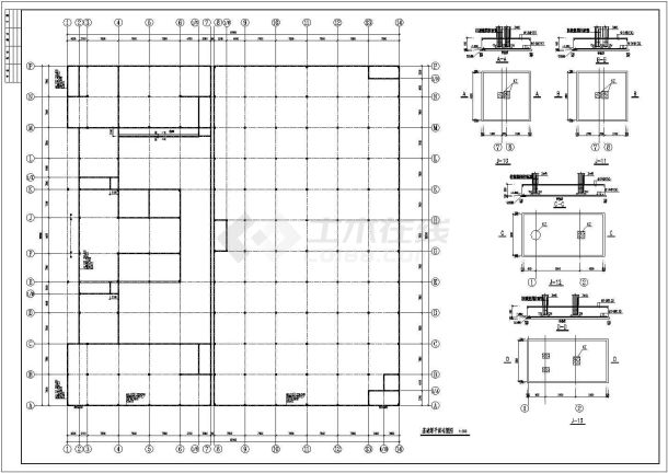 某一层钢筋混凝土排架厂房结构施工图-图一