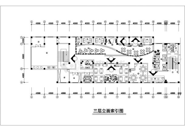 某地中式风格餐厅平面装修设计方案图-图一