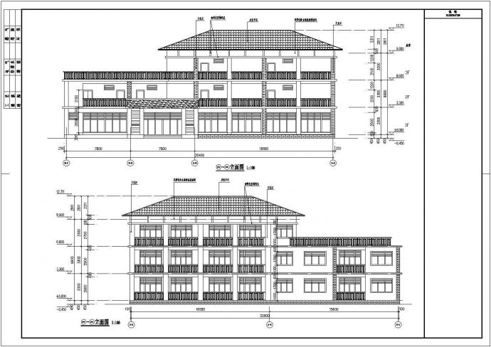 某地三层框架结构小型宾馆建筑设计方案图_图1