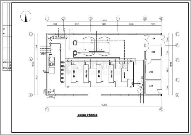 五台水源热泵中央空调机机房设计图-图一