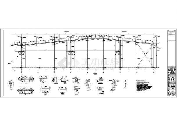 成都某公司钢结构门式刚架CAD设计图-图二