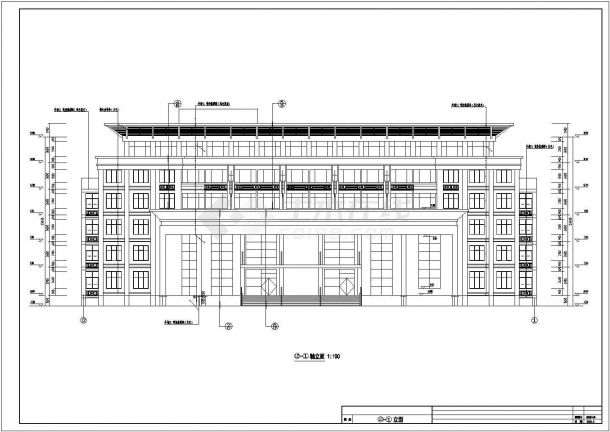 某地六层框架结构办公楼及体育馆建筑设计方案图-图二