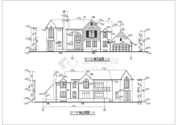 某别墅全套建筑施工CAD设计方案图纸-图一