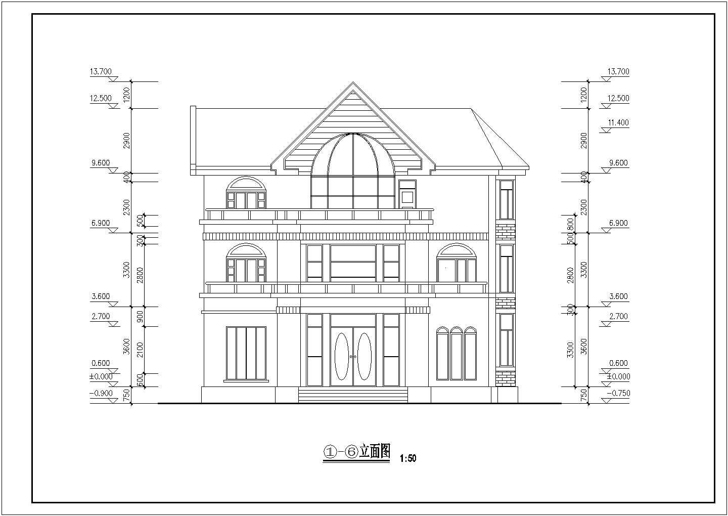 别墅设计扩出施工CAD平立面方案图