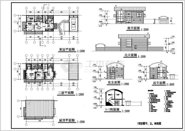 某小型别墅设计施工CAD平立面方案图-图一