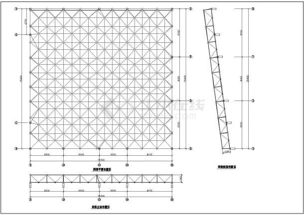 电影院观众厅网架结构设计图纸（共7张）-图二