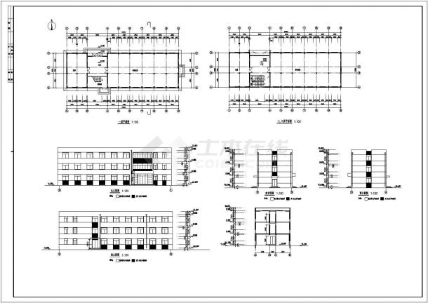 某地厂房方案建筑设计cad图纸（共7张）-图二