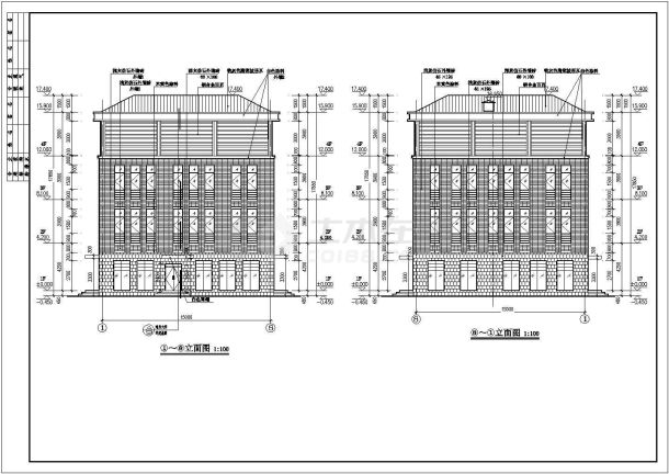 某地学校四层框架餐厅建筑施工图纸-图一