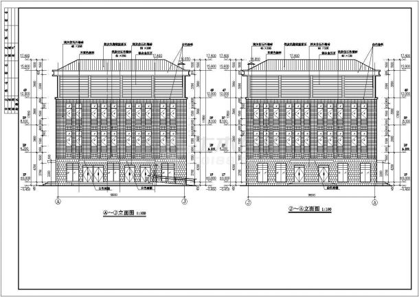 某地学校四层框架餐厅建筑施工图纸-图二