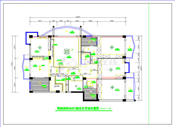 某豪华别墅建筑装修设计CAD施工图-图二