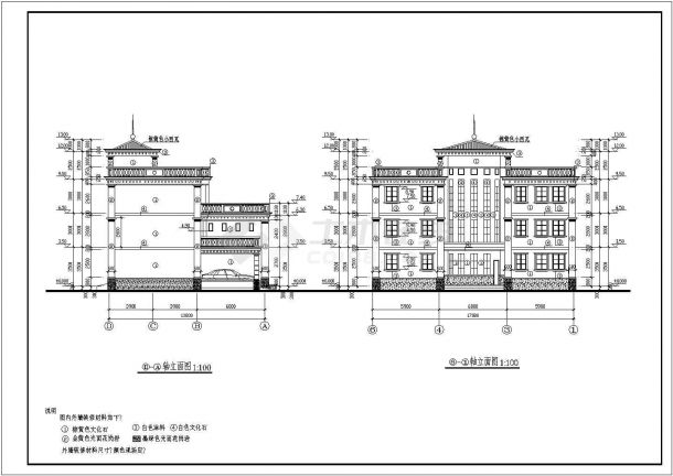 大型别墅建筑设计施工CAD平立面图纸-图二