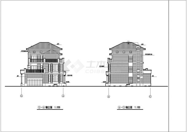 高档别墅设计CAD建筑全套施工图-图二