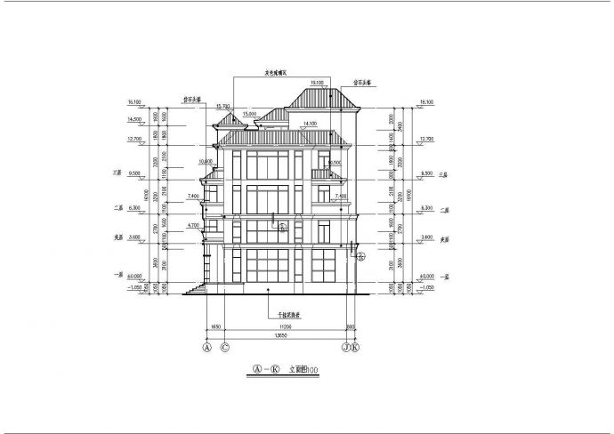 高级独栋别墅施工设计CAD平立面图_图1
