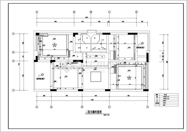 某别墅二层房间装修设计CAD施工方案图-图一