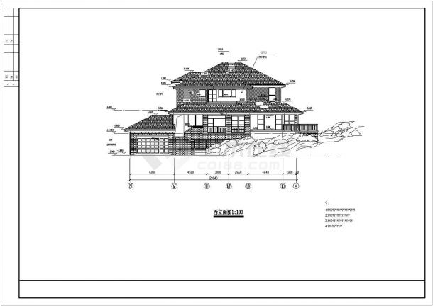 某别墅建筑设计CAD平立面施工方案图-图一