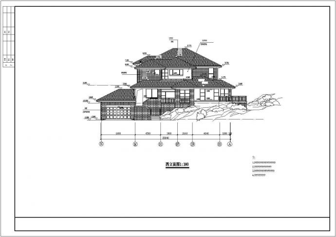 某别墅建筑设计CAD平立面施工方案图_图1