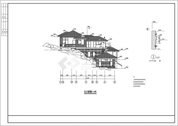 某别墅建筑设计CAD平立面施工方案图-图二