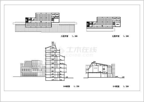 合肥7层框架结构图书馆建筑方案设计图纸-图一