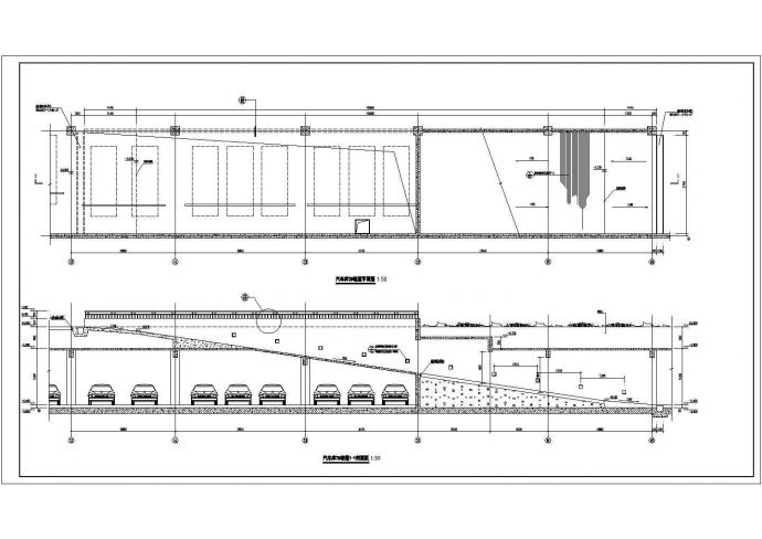 单层混凝土框架结构人防地下车库建筑施工图纸_图1