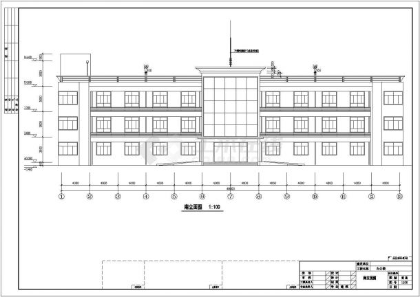 某地三层框架结构厂区办公楼建筑设计施工图-图二