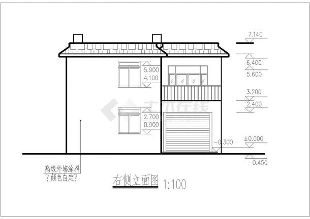 某地区北美风情小别墅建筑设计CAD施工图-图二