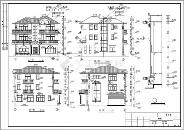 某地区东苑大千别墅建筑设计CAD施工图-图一