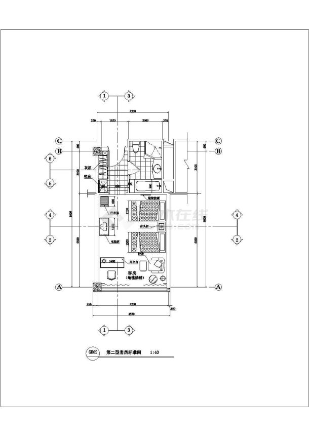 某地区酒店客房平面建筑设计CAD方案图-图一