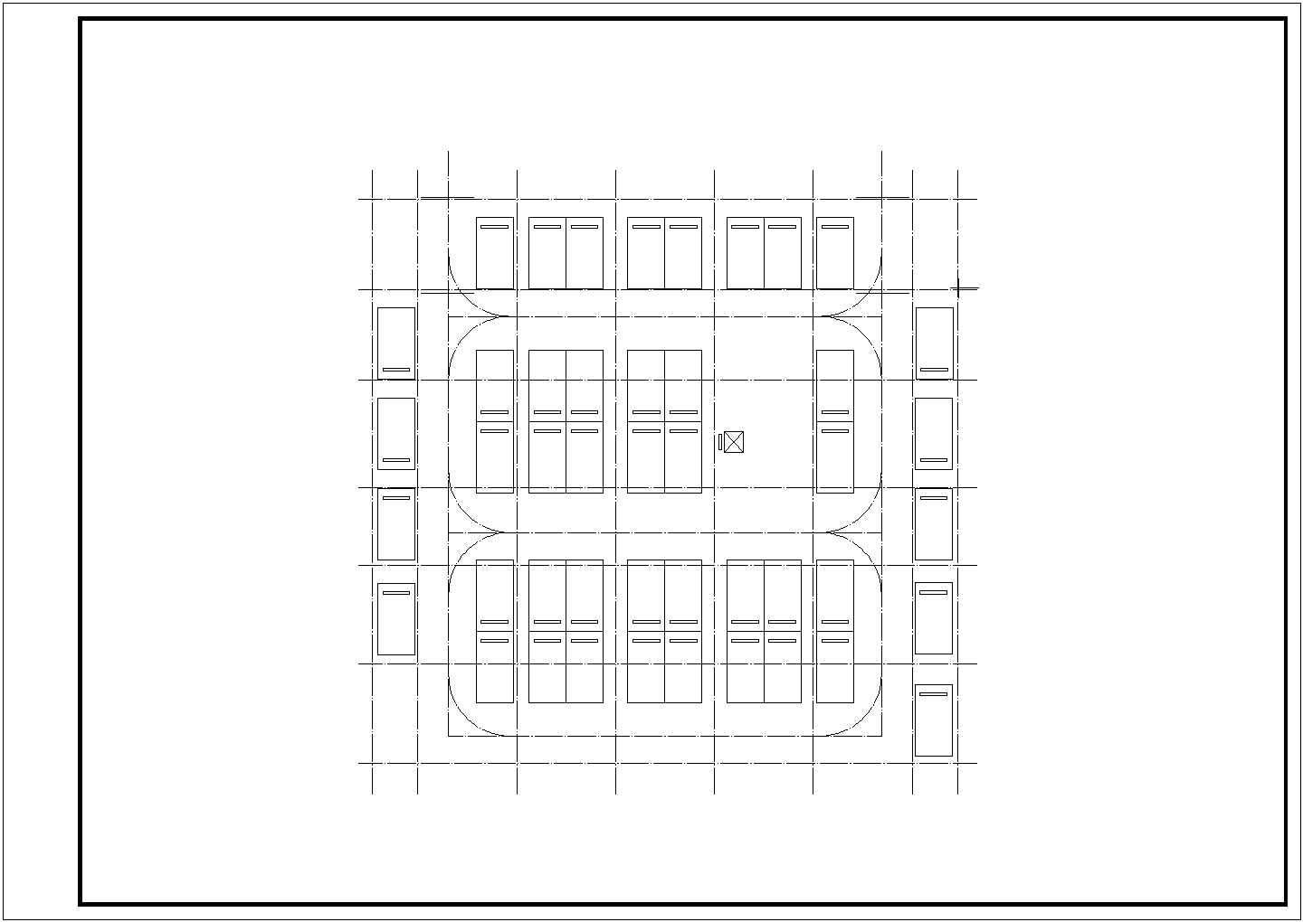 5层办公楼带一层地下车库建筑平面图