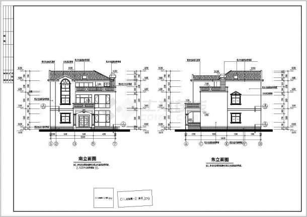 某三层框架结构别墅建筑设计施工图-图一