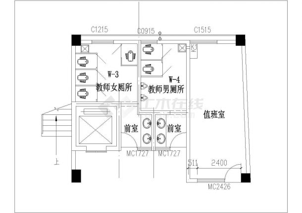 某小学四层框架结构教学楼建筑设计施工图-图一