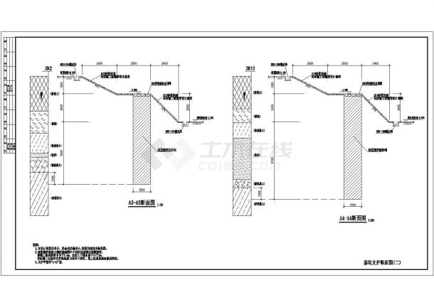 某建筑地下室基坑支护设计施工图（包括基坑监测平面）-图二