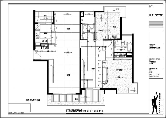 某地区住宅楼三室两厅装修设计施工图_图1