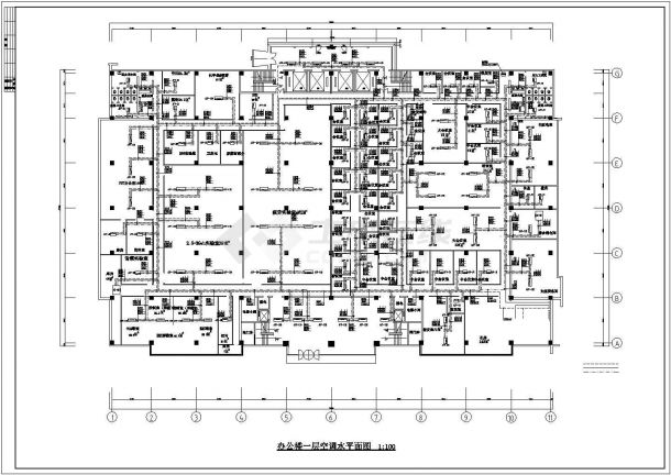 某办公楼整套空调设计cad平面施工方案图纸-图一