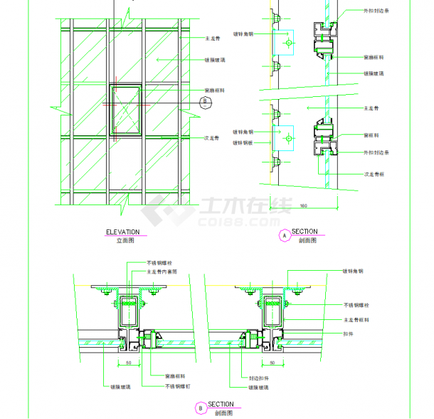 建筑CAD常用千种图块之幕墙建筑设计图-图二