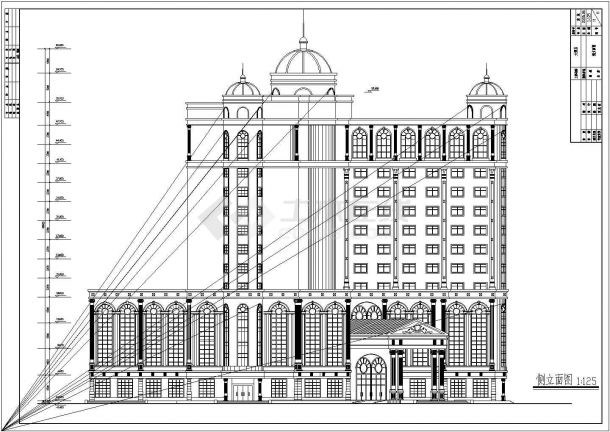 某地13层框架结构宾馆酒店建筑设计方案图-图二