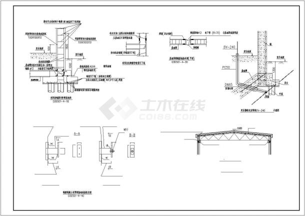 某地区某工厂厂房接地式防雷设计cad施工方案图-图二