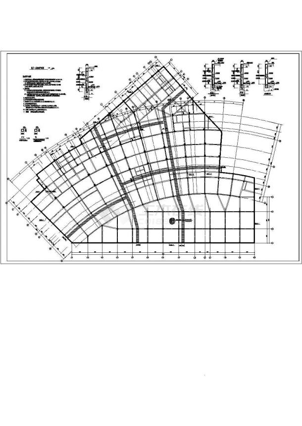 某13层弧形框架结构老年公寓结构施工图-图二