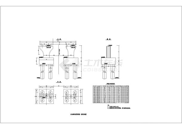 某一套钢筋混凝土异型桥墩墩身施工图-图一