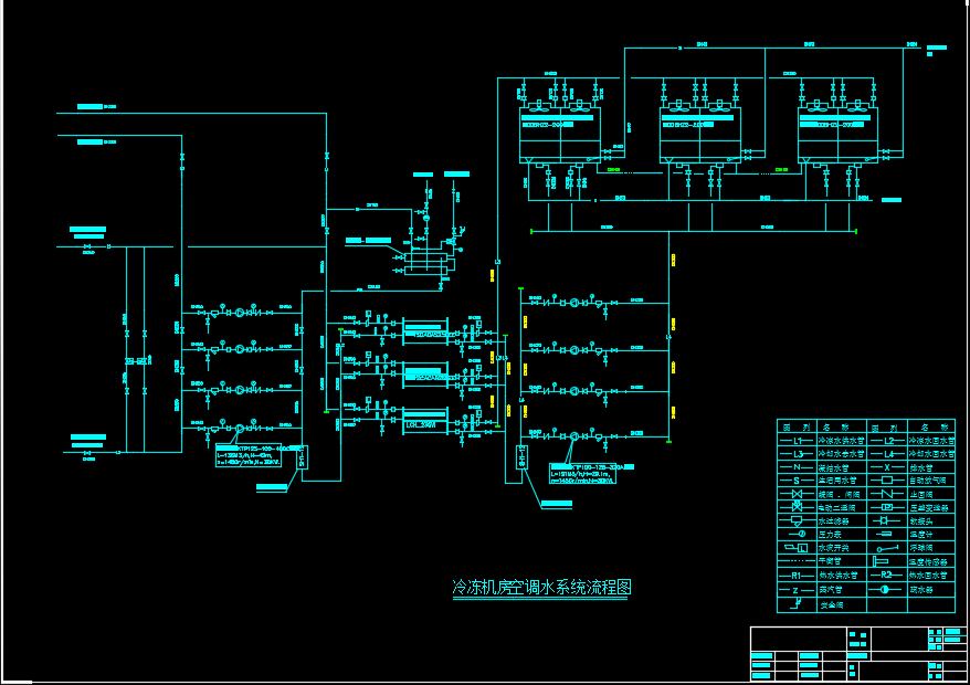 某工程冷冻机房空调水系统流程CAD图