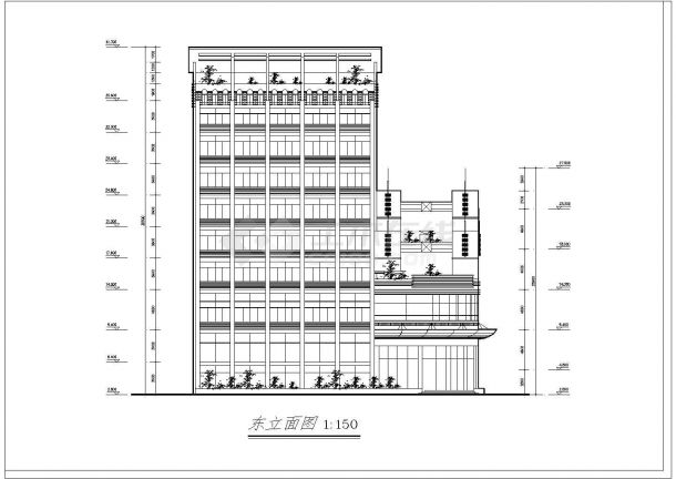 风云大酒店建筑方案设计全套CAD图纸-图一