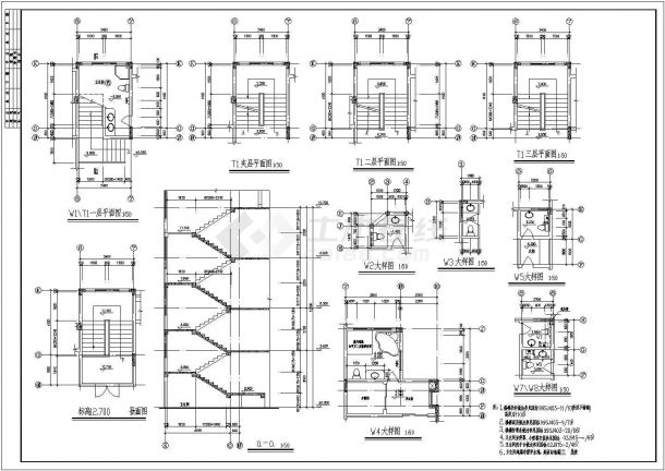 高级独栋别墅施工设计方案全套CAD图纸-图一