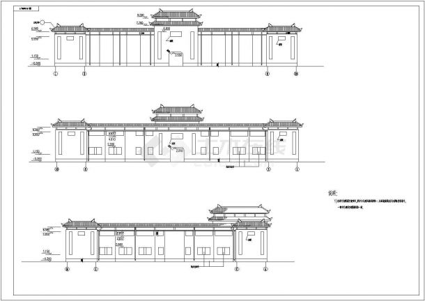 某2层框架仿古陵园建筑设计施工图-图一
