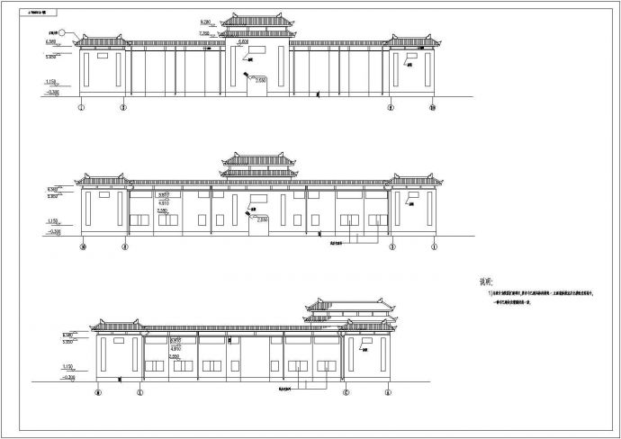 某2层框架仿古陵园建筑设计施工图_图1