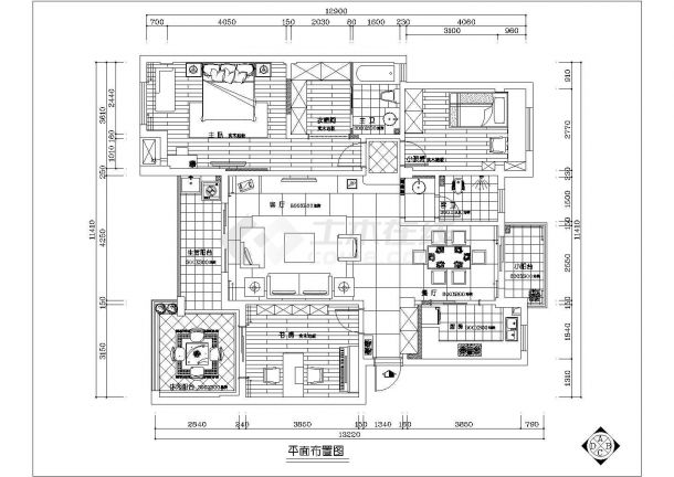 某地三室两厅住宅完整家装设计施工图-图二