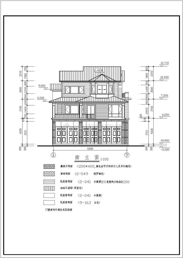 某地三层框架结构独立别墅建筑方案设计图-图一