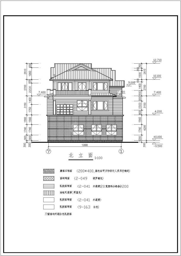 某地三层框架结构独立别墅建筑方案设计图-图二
