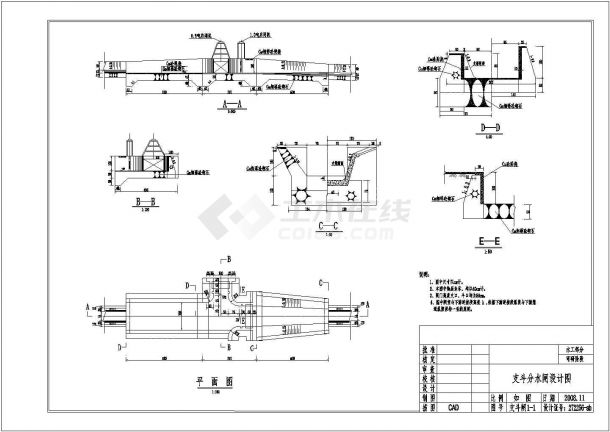 某水利工程可研阶段支斗分水闸设计图纸-图一